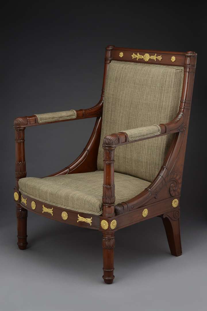 An Empire ormolu mounted mahogany armchair